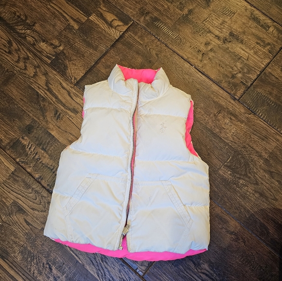 RALPH LAUREN LITTLE GIRLS REVERSIBLE HOT PINK PUFFER VEST - Picture 5 of 8